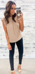 Taupe & White Flutter Top