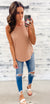 Muted Caramel Ribbed Scoop Tank