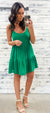 Green Tiered Ruffle Babydoll Dress