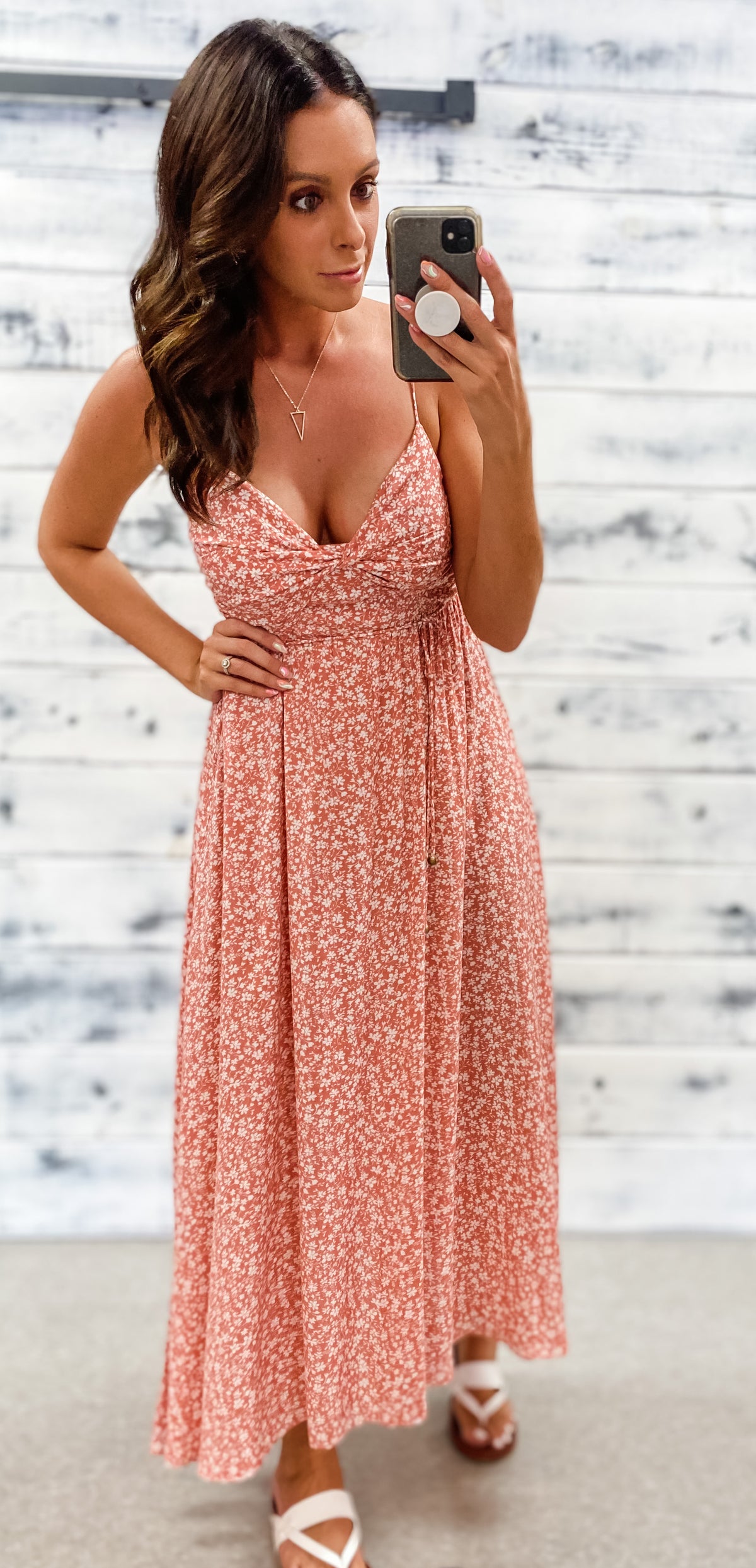Salmon Floral Knot &amp; Tie Maxi