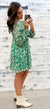 Green & Ivory Floral Ruffle Dress