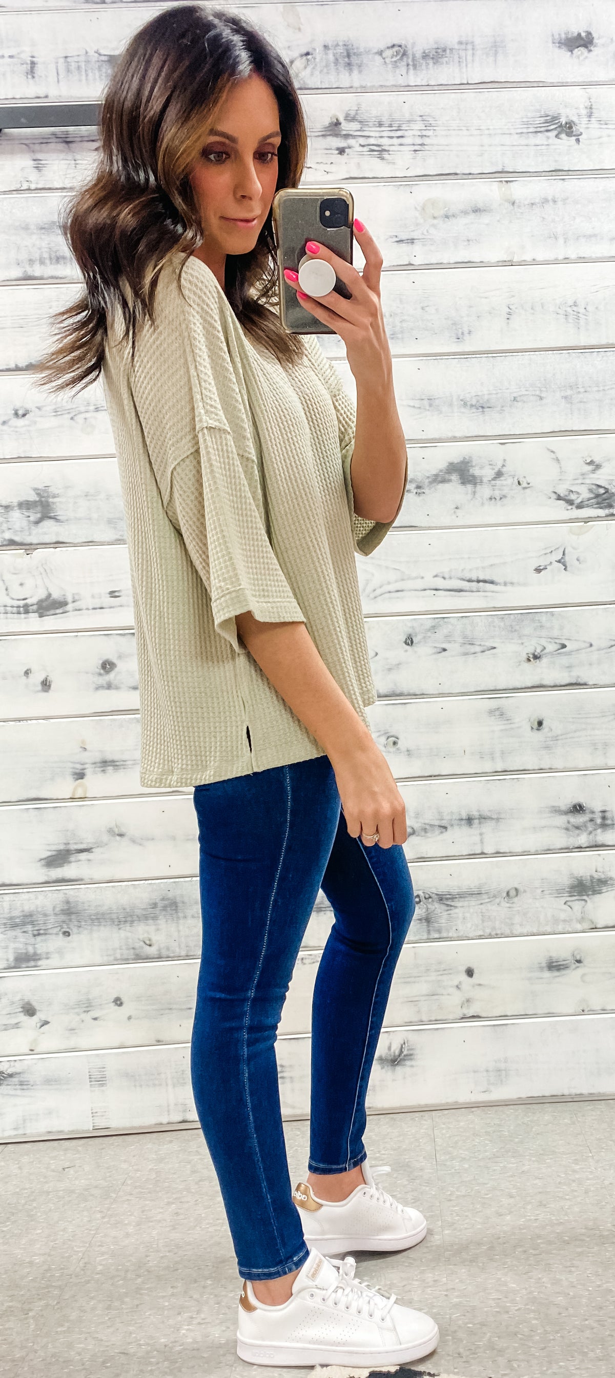 Soft Olive Waffle Knit Top