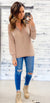Taupe Contrast Stitch Button Henley Top
