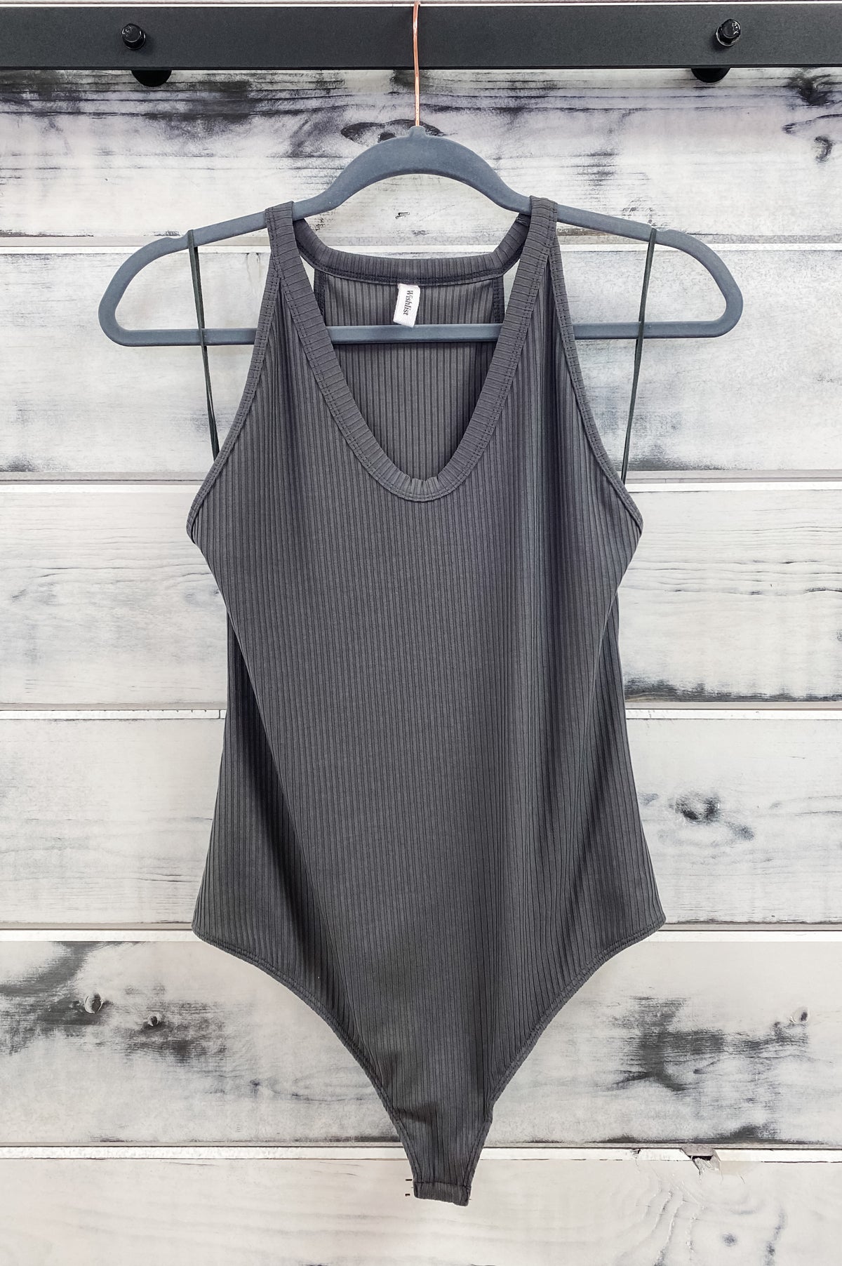 Charcoal Ribbed Scoop Bodysuit