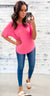 Candy Pink Bamboo Scoop Pocket Tee
