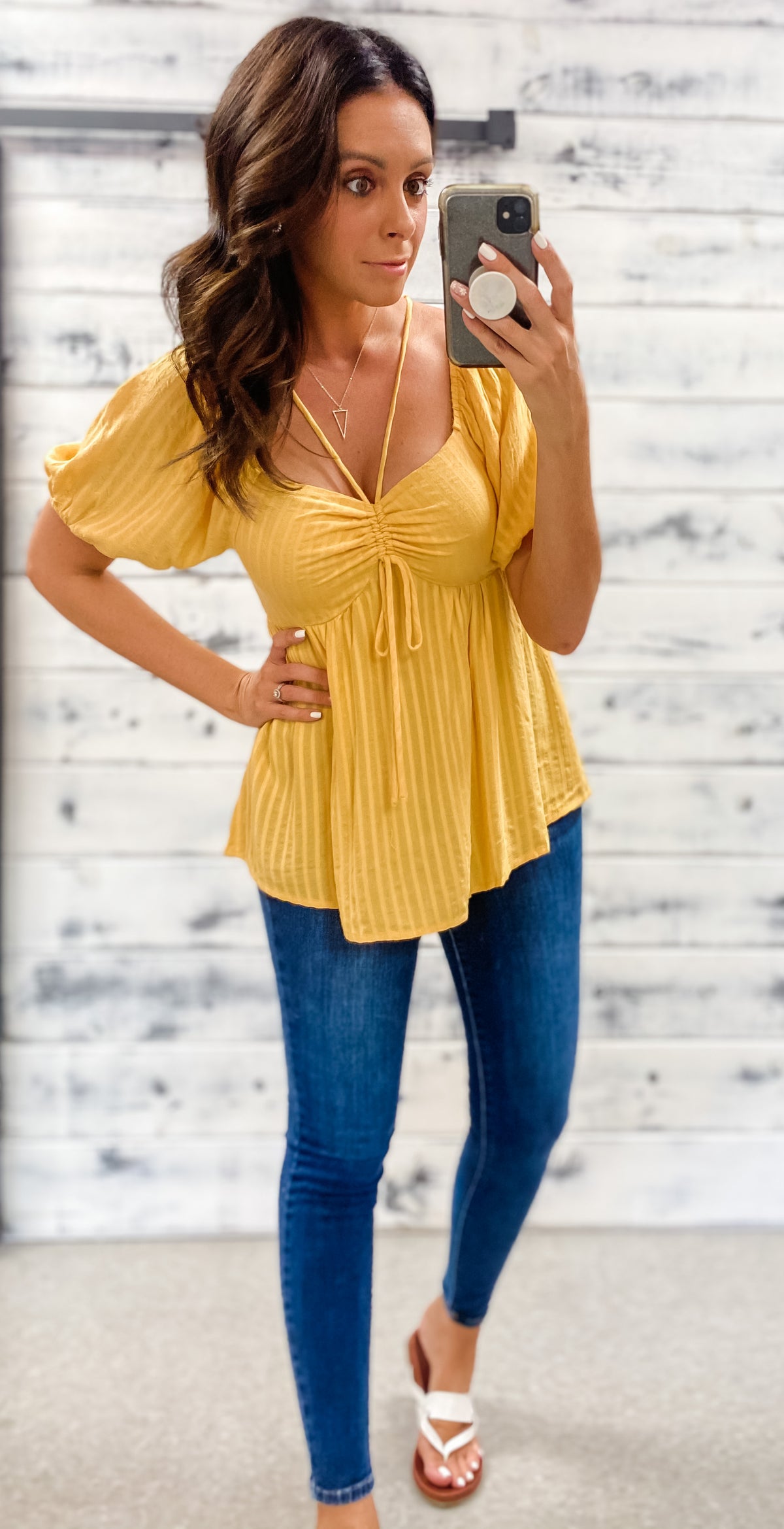 Honey Ruched Babydoll Top
