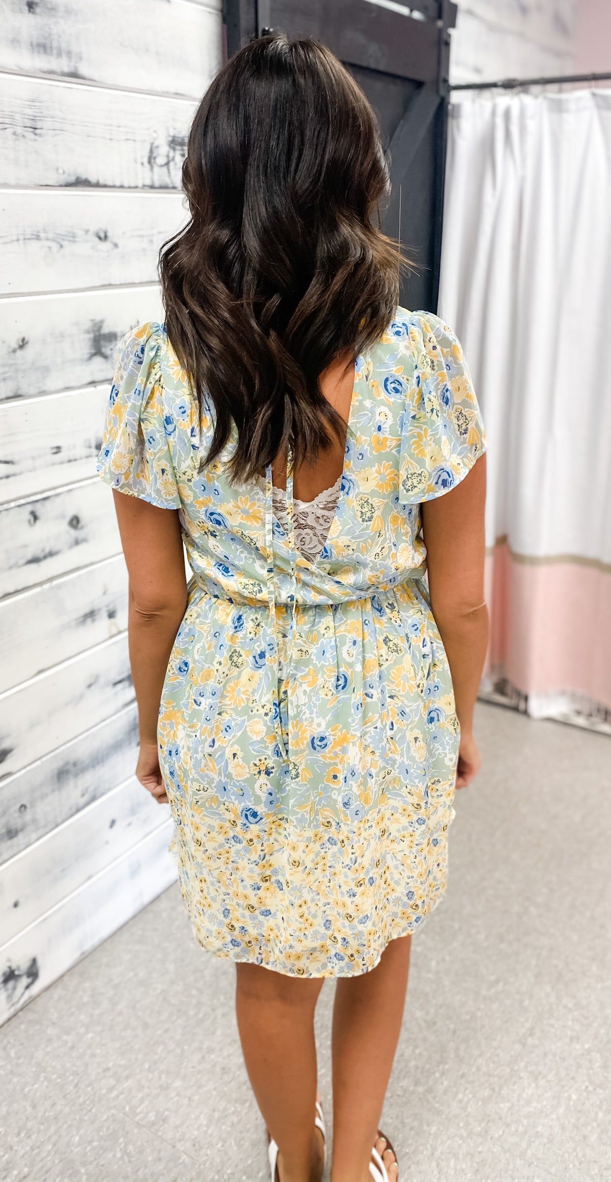 Blue &amp; Yellow Floral Flutter Dress