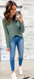 Muted Teal Ribbed Long Sleeve Top