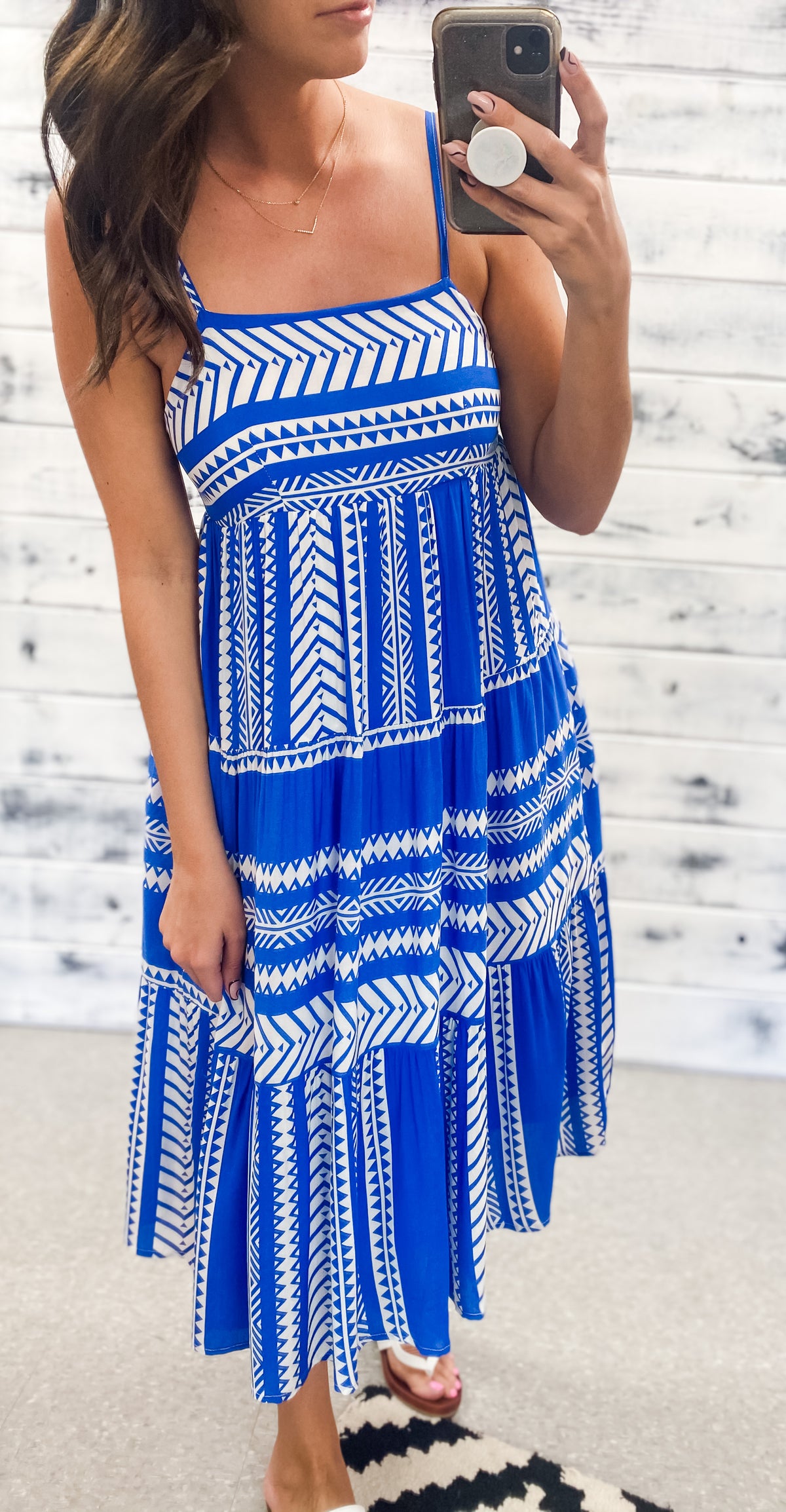 Royal Blue &amp; White Vacation Vibes Midi