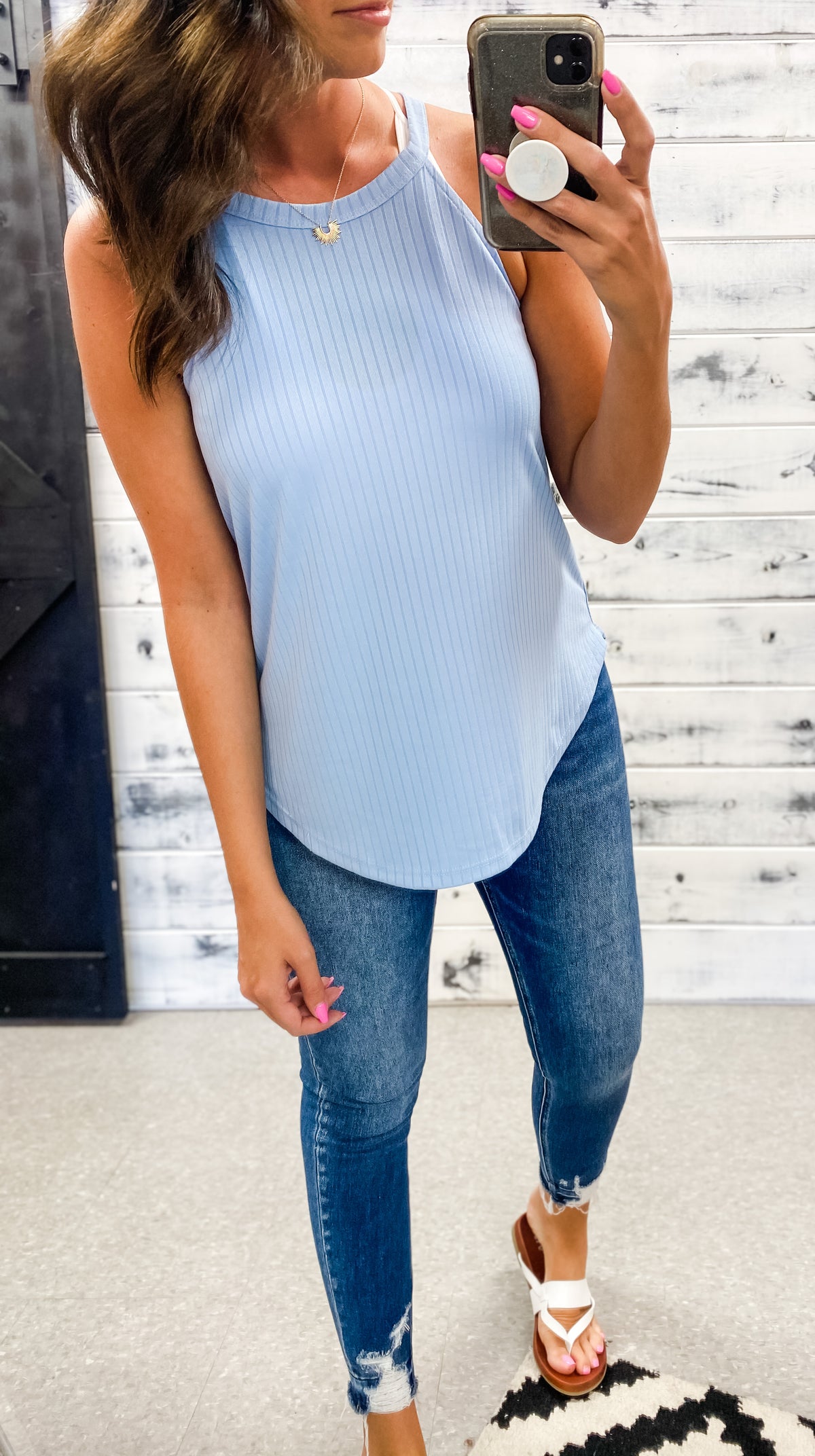 Bright Periwinkle Ribbed Racerback Tank