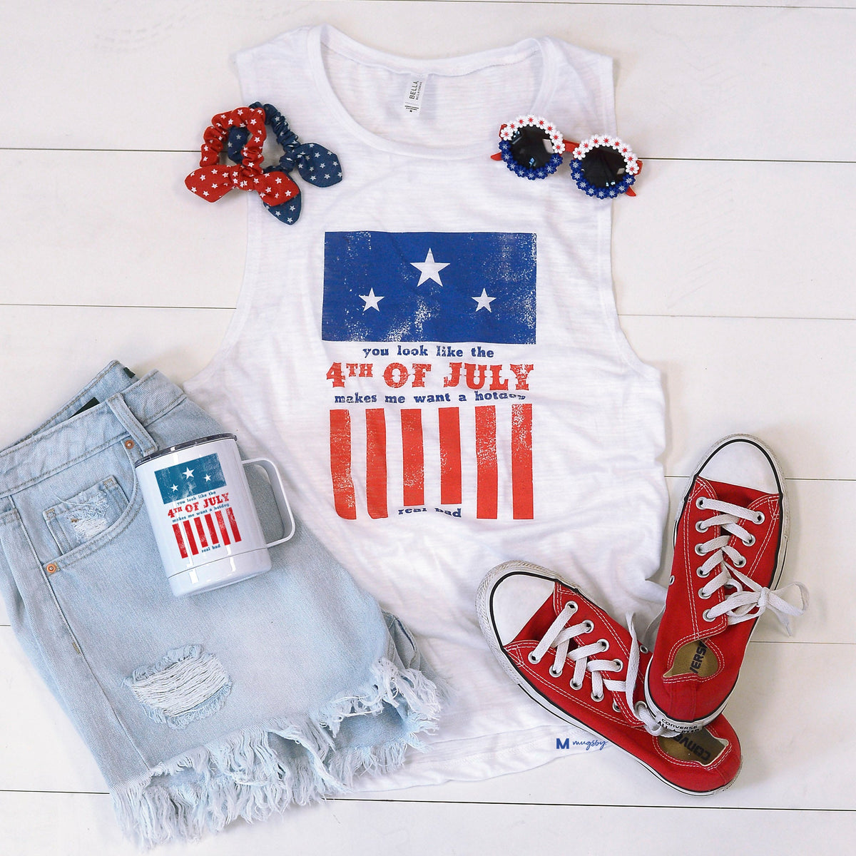 White 4th Of July Hot Dog Tee