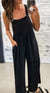Black Overall Style Flowy Jumpsuit