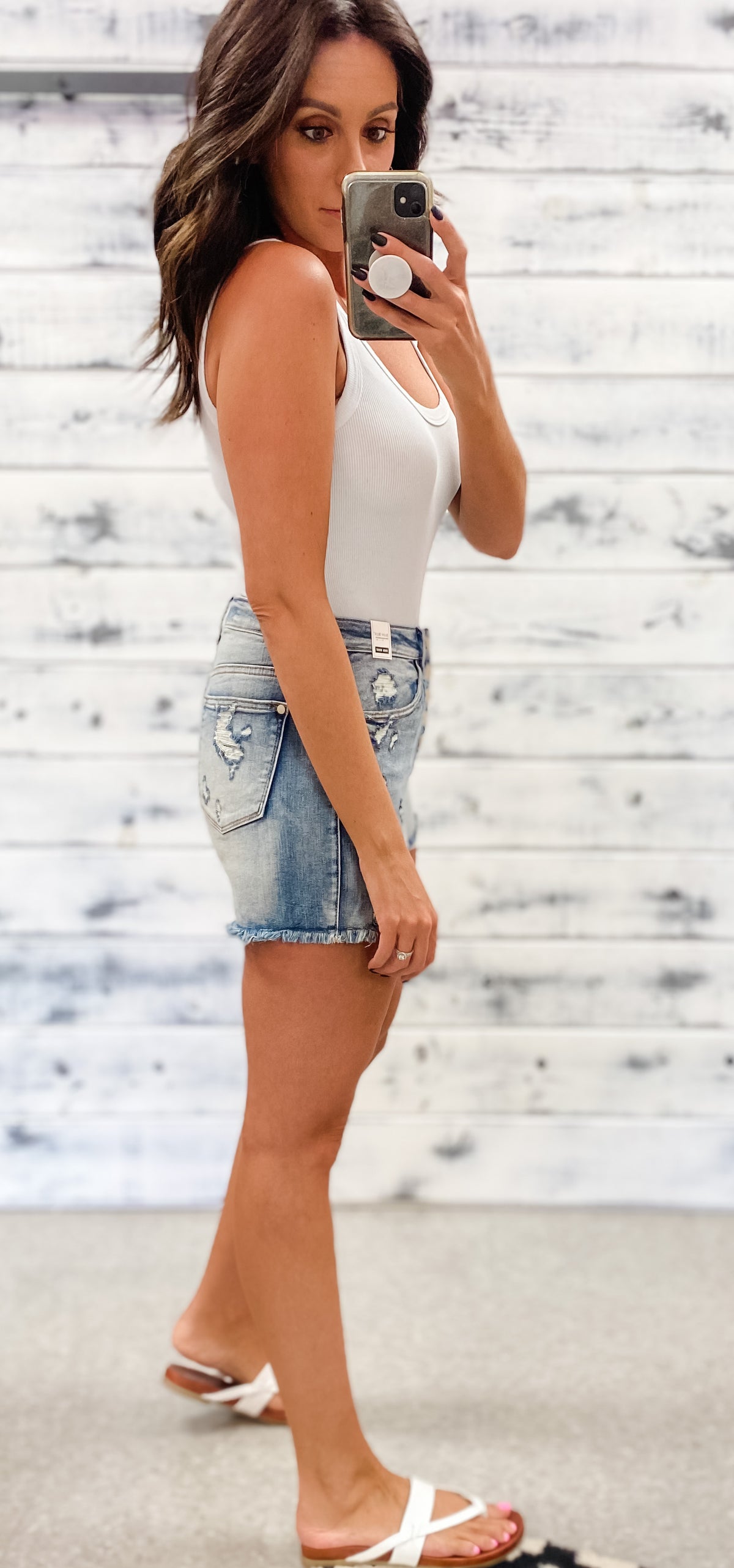 Judy Blue Button Fly Distressed Shorts