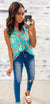 Turquoise Floral Babydoll Tank