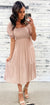 Light Pink Dotted Poofy Sleeve Midi Dress