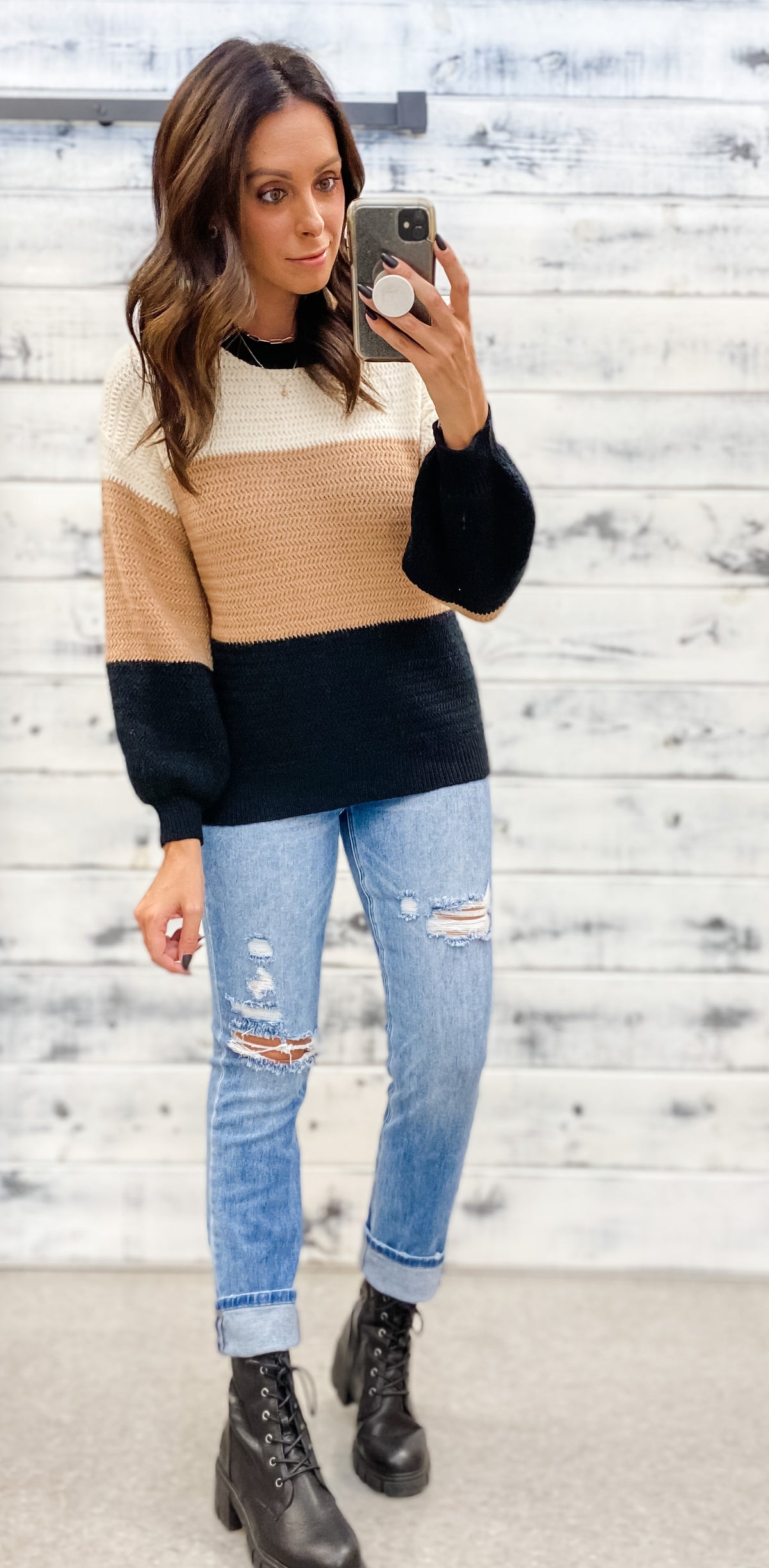 Neutral Vibes Colorblock Sweater
