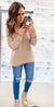 Taupe Contrast Stitch Button Henley Top