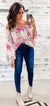 White & Magenta Floral Off The Shoulder Top